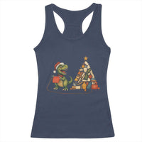Christmas Dinosaur Knitting Racerback Tank Top Funny Yarn Tree Gift - Wonder Print Shop
