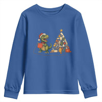 Christmas Dinosaur Knitting Youth Sweatshirt Funny Yarn Tree Gift - Wonder Print Shop