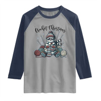 Crochet Christmas Raglan Shirt Funny Snowman Crocheting Gift - Wonder Print Shop