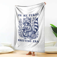 In My Feral Knitting Era Throw Blanket Raccoon Yarn Lover - Wonder Print Shop