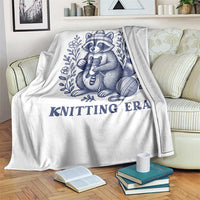 In My Feral Knitting Era Throw Blanket Raccoon Yarn Lover - Wonder Print Shop