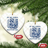 In My Feral Knitting Era Ceramic Ornament Raccoon Yarn Lover - Wonder Print Shop