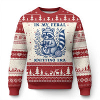 In My Feral Knitting Era Ugly Christmas Sweater Raccoon Yarn Lover - Wonder Print Shop