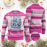 In My Feral Knitting Era Ugly Christmas Sweater Raccoon Yarn Lover - Wonder Print Shop