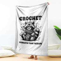 Crocheting Is Cheaper Than Therapy Throw Blanket Raccoon Yarn Lover - Wonder Print Shop