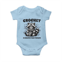 Crocheting Is Cheaper Than Therapy Baby Onesie Raccoon Yarn Lover - Wonder Print Shop