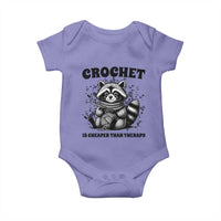 Crocheting Is Cheaper Than Therapy Baby Onesie Raccoon Yarn Lover - Wonder Print Shop