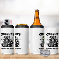 Crocheting Is Cheaper Than Therapy 4 in 1 Can Cooler Tumbler Raccoon Yarn Lover - Wonder Print Shop