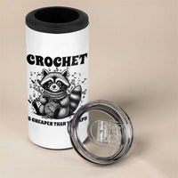 Crocheting Is Cheaper Than Therapy 4 in 1 Can Cooler Tumbler Raccoon Yarn Lover - Wonder Print Shop