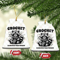 Crocheting Is Cheaper Than Therapy Ceramic Ornament Raccoon Yarn Lover - Wonder Print Shop