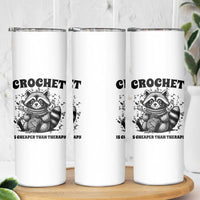 Crocheting Is Cheaper Than Therapy Skinny Tumbler Raccoon Yarn Lover - Wonder Print Shop