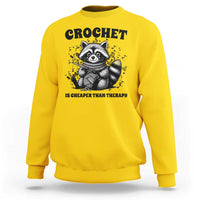 Crocheting Is Cheaper Than Therapy Sweatshirt Raccoon Yarn Lover - Wonder Print Shop