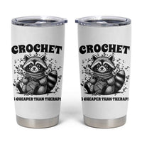 Crocheting Is Cheaper Than Therapy Tumbler Cup Raccoon Yarn Lover - Wonder Print Shop