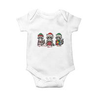 Christmas Raccoon Knitting Baby Onesie Funny Holiday Yarn Gift - Wonder Print Shop