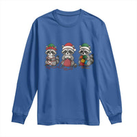 Christmas Raccoon Knitting Long Sleeve Shirt Funny Holiday Yarn Gift - Wonder Print Shop
