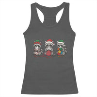 Christmas Raccoon Knitting Racerback Tank Top Funny Holiday Yarn Gift - Wonder Print Shop