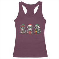 Christmas Raccoon Knitting Racerback Tank Top Funny Holiday Yarn Gift - Wonder Print Shop