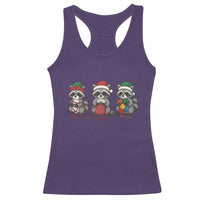 Christmas Raccoon Knitting Racerback Tank Top Funny Holiday Yarn Gift - Wonder Print Shop