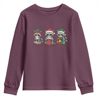 Christmas Raccoon Knitting Youth Sweatshirt Funny Holiday Yarn Gift - Wonder Print Shop