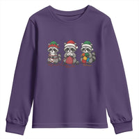 Christmas Raccoon Knitting Youth Sweatshirt Funny Holiday Yarn Gift - Wonder Print Shop