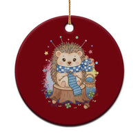 Cute Hedgehog Knitting Ceramic Ornament Gift For Crocheter - Wonder Print Shop