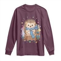 Cute Hedgehog Knitting Long Sleeve Shirt Gift For Crocheter - Wonder Print Shop