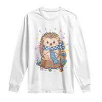 Cute Hedgehog Knitting Long Sleeve Shirt Gift For Crocheter - Wonder Print Shop