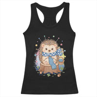 Cute Hedgehog Knitting Racerback Tank Top Gift For Crocheter - Wonder Print Shop
