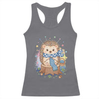 Cute Hedgehog Knitting Racerback Tank Top Gift For Crocheter - Wonder Print Shop