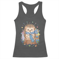 Cute Hedgehog Knitting Racerback Tank Top Gift For Crocheter - Wonder Print Shop