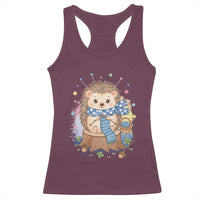Cute Hedgehog Knitting Racerback Tank Top Gift For Crocheter - Wonder Print Shop