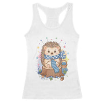 Cute Hedgehog Knitting Racerback Tank Top Gift For Crocheter - Wonder Print Shop