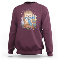 Cute Hedgehog Knitting Sweatshirt Gift For Crocheter - Wonder Print Shop