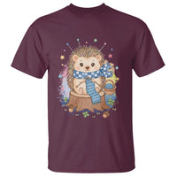 Cute Hedgehog Knitting T Shirt Gift For Crocheter - Wonder Print Shop