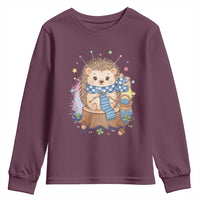 Cute Hedgehog Knitting Youth Sweatshirt Gift For Crocheter - Wonder Print Shop