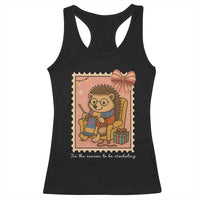 Cute Hedgehog Knitting Racerback Tank Top Christmas Holiday Gift - Wonder Print Shop