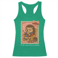 Cute Hedgehog Knitting Racerback Tank Top Christmas Holiday Gift - Wonder Print Shop