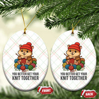 Cute Hamster Knitting Ceramic Ornament You Better Get Your Knit Together - Wonder Print Shop