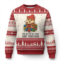 Cute Hamster Knitting Ugly Christmas Sweater You Better Get Your Knit Together - Wonder Print Shop