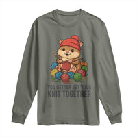Cute Hamster Knitting Long Sleeve Shirt You Better Get Your Knit Together - Wonder Print Shop