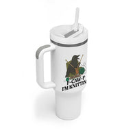 Raven F Caw F I Am Knitting Tumbler With Handle Funny Knitter Gift - Wonder Print Shop