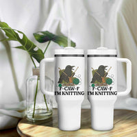 Raven F Caw F I Am Knitting Tumbler With Handle Funny Knitter Gift - Wonder Print Shop