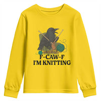 Raven F Caw F I Am Knitting Youth Sweatshirt Funny Knitter Gift - Wonder Print Shop