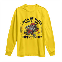 I Walk On Water Whats Your Superpower Long Sleeve Shirt Skeleton Hockey Dark Humor Gift - Wonder Print Shop