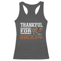 Thankful For Hockey Racerback Tank Top Funny Thanksgiving Ice Hockey Gift - Wonder Print Shop