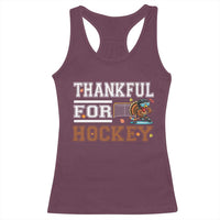 Thankful For Hockey Racerback Tank Top Funny Thanksgiving Ice Hockey Gift - Wonder Print Shop