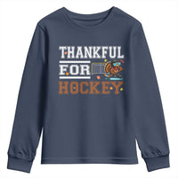 Thankful For Hockey Youth Sweatshirt Funny Thanksgiving Ice Hockey Gift - Wonder Print Shop