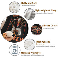 Thankful For Hockey Throw Blanket Funny Turkey Ice Hockey Player Gift - Wonder Print Shop