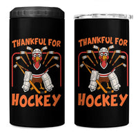 Thankful For Hockey 4 in 1 Can Cooler Tumbler Funny Turkey Ice Hockey Player Gift - Wonder Print Shop