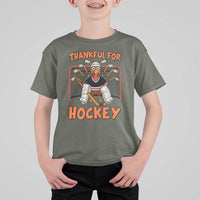Thankful For Hockey T Shirt For Kid Funny Turkey Ice Hockey Player Gift - Wonder Print Shop